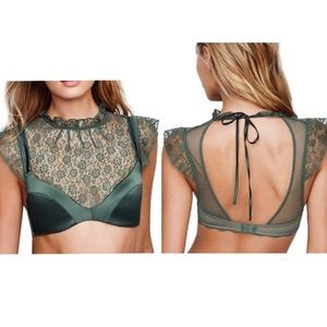 VS Dream Angels Green Satin High Neck Bra